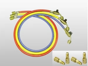 R410A High Pressure Charging hoses 90cm CT-336-RYB-HV+4pcs Adapter 5/16Fx 1/4M - Picture 1 of 2