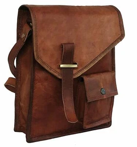Brown Men Women Genuine Leather Messenger Bag Shoulder Cross Body Satchel - Picture 1 of 5