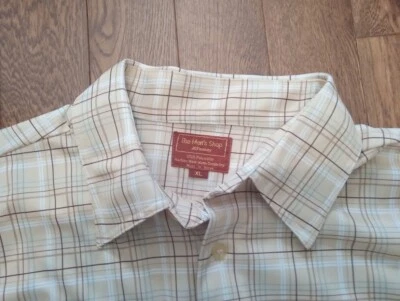 1980s Poly Knit JC Penney Men's Shop Tan/Striped Long Sleeve (XL) - Image 1 of 4