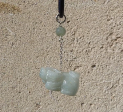 Zodiaco Cinese, Bue In Giada, Argento, Giadeite, Segno Astrologico Cinese - Immagine 1 di 4