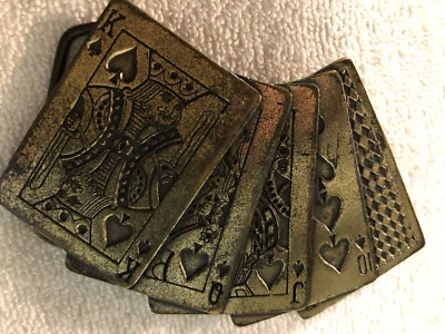 Vintage Royal Flush con hebilla de cinturón de latón As oculto # 715 Foto 1 de 4