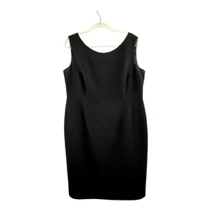 Perri Cutten Size 18 (14 US) Black Crepe Classic Shift Dress LBD Designer - Picture 1 of 24