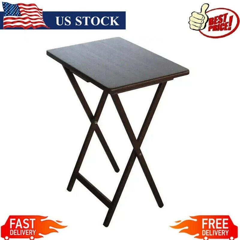 Indoor Single Folding TV Tray Walnut Multipurpose Table Set Portable Versatility - Image 1 of 4