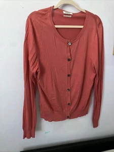 FARHI fine Cotton Buttoned Long Sleeve Cardigan XL 16/18 Peachy-pink Coral - Picture 1 of 11