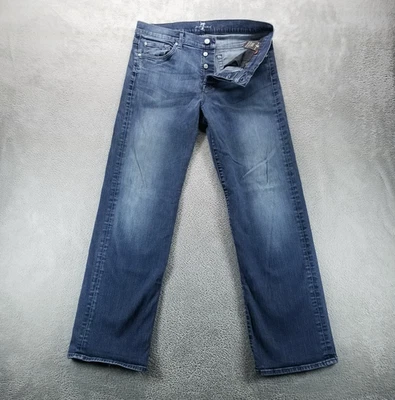 7 For All Mankind Jeans Mens 34x32 Blue Relaxed Straight Dark Wash Denim - Image 1 of 4