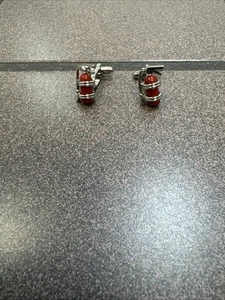 Kenneth Cole?New York Silver Tone Red Enamel Figural Fire Extinguisher Cufflinks - Picture 1 of 4