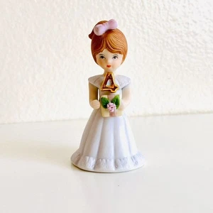 1982 Enesco Growing Up Birthday Girls Figurine - Age 4 - Cake Topper - Picture 1 of 8