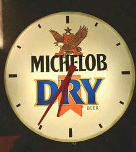 MICHELOB DRY BEER LIGHTED Bottle Cap CLOCK Vintage Advertising Works - Picture 1 of 12
