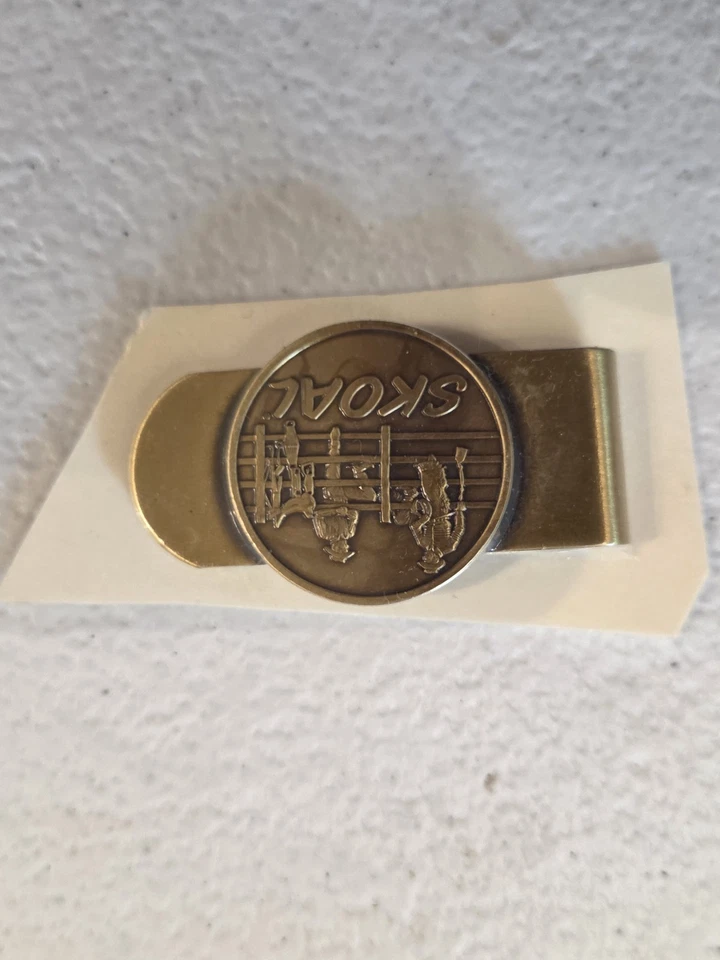 Vtg SKOAL MONEY CLIP matte brass smokeless tobacco dip chew cowboys ranch New Foto 1 de 1