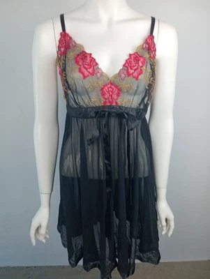 Белье Babydoll V шеи чистый с вышитыми цветами камзол сексуальный размер 2XL - Изображение 1 из 4