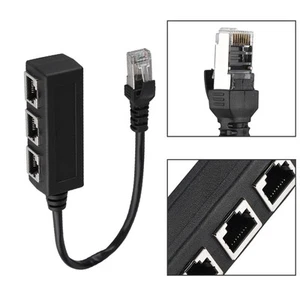 Ethernet Extension Cord Cable 1 Male To 3 Female Port Transfer Connecter Spli FY - Afbeelding 1 van 7