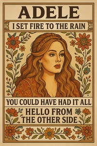 ADELE BOHO LYRICS MUSIC Lovely poster/print/wall art! - Picture 1 of 1