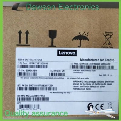 00YK028 7XB7A00039 Lenovo 600GB 2.5'' 12GB/s 15K SAS Internal Hard Drive US - Image 1 of 4