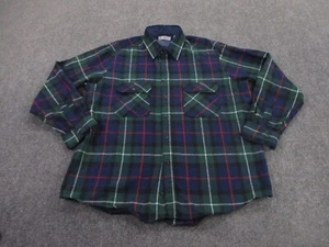 Vintage Sears Roebuck Shirt Mens XL Tall Blue Green Plaid Wool Flannel Outdoors - Picture 1 of 8