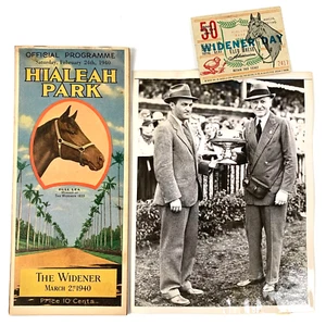 Joseph Widener Photo + Hialeah Horse Program w Guest Pass - 1940  Lynnewood Hall - Imagen 1 de 7