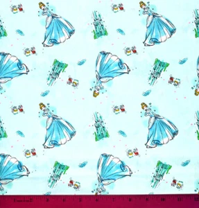 Tela Cenicienta - MEDIA YARDA - 100% Algodón Acolchado Costura Princesa Disney Azul - Imagen 1 de 1