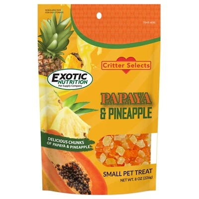 EXOTIC NUTRITION Papaya & Pineapple 8 oz. - Healthy Fruit Treat - Sugar Glider, Hedgehog, Parrot