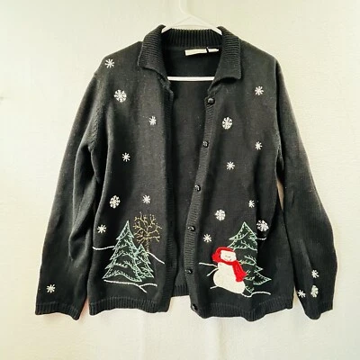 Suéter Cárdigan Navidad Nordstrom Talla M Mediano Algodón Árboles de Vacaciones Foto 1 de 4