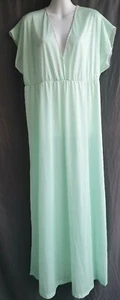 Vintage Target Mint green silky full length embroidered Nightgown v neck sz 20 - Picture 1 of 9