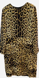 MOSCHINO Cheap & Chic Silk Leopard Print Long Sleeve Tiered Frill Dress AUS10-12 - Picture 1 of 11