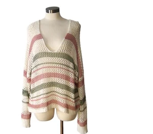 POL Sheer Crochet Long Sleeve Sweater Top Women's Size M/L Multicolor Oversized - Imagen 1 de 5