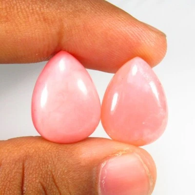 25.15 Ct Natural Peru Sweet Pink Opal Pear Excellent Carving Matching Pair-A1741 - Image 1 of 2