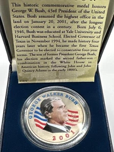 2001 George Walker Bush offizielle Eröffnungsmedaille der American Historical Society 43 - Bild 1 von 4