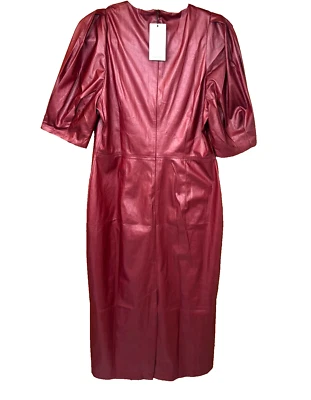 Maxi Vestido Mango MNG Para Mujer 8 Rojo Cuero Vegano L Cremallera Espalda Ligero Foto 1 de 4