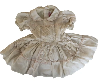 Marthas Miniatures Dress Fussy T2 White Pink Lace Ruffles Circle Skirt Vintage  - Image 1 of 4