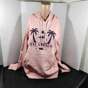 Levi Strauss Women’s Black Hooded Crop Sweatshirt Small With White Logo - Picture 1 of 21