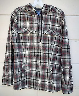 Pendleton Boyfriend Wool Zip Hoodie Sz S made in USA Black Red White Charcoal - Image 1 of 4