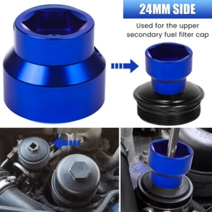 Fuel Filter/Oil Filter Socket 24mm/36mm Blue for Ford Diesel 6.0L 6.4L 2003-2010 - Picture 1 of 11