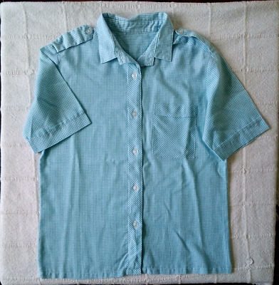Camicia Vintage A Maniche Corte Per Ragazze - Età 12 Adolescenti - Aqua Check - Poliestere/cotone - Usata • 4.07€