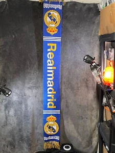 Vintage Real Madrid FC Fußballverein Schal blau/weiß gelb Größe 55" L x 7" W - Bild 1 von 16