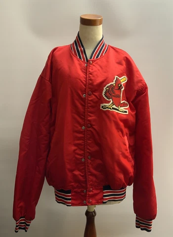 90s Starter Jacket St Louis Cardinals Red Satin XL Diamond Collection Cover