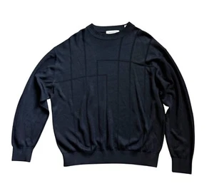 Pronto Uomo Pullover Crew Neck Knit Sweater Men's Size Large Black Preppy Travel - Picture 1 of 9