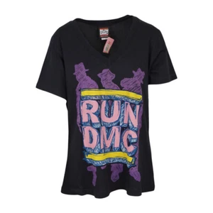 RUN DMC LOGO DAMEN OVERSIZE V-AUSSCHNITT T-SHIRT  - Bild 1 von 2