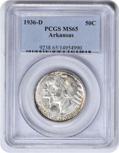 Arkansas Commemorative Silver Half Dollar 1936-D MS65 PCGS - Picture 1 of 2