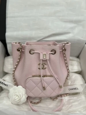🌸22P Chanel Small Business Affinity Rose Clair Pink 🌸GHW Drawstring Buckle Bag - Image 1 of 4