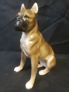 VINTAGE AUSTRIA WIEN GLORIETTE KERAMIK CERAMIC PORCELAIN BOXER DOG FIGURINE 9.5" - Picture 1 of 12