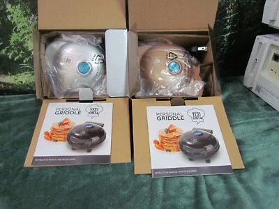 2 YES CHEF 5" PERSONAL GRIDDLE WITH INSTRUCTIONS BROWN & GOLD - Image 1 of 3
