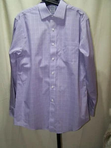 Brooks Brothers Men's Shirt Dress Regent Lavender Plaid 16-34 Supima Cotton - Picture 1 of 7