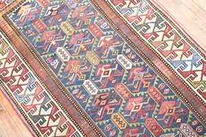 Antique Caucasian Shirvan Kuba Kazak Gendje Rug Size 3'5''x9'9'' - Picture 1 of 6