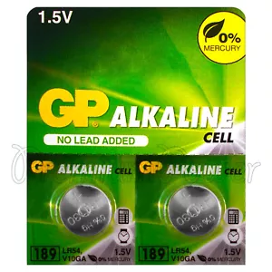 2 x GP Alkaline 189 batteries 1.5V LR54 AG10 389A LR1130 A120 Button cell - Picture 1 of 1