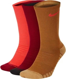 Nike Everyday Max Cushioned Ankle Socks Crew 3 Pair Men's Size 12-15 - red gold - Picture 1 of 2