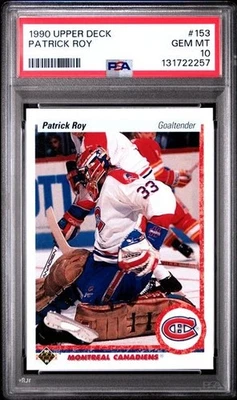 1990 UD Upper Deck #153 Montreal Canadiens HOF PATRICK ROY - PSA 10 Gem Mint - Image 1 of 2