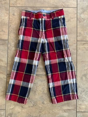 Pantalones chinos de vestir Janie And Jack para niños 3 rojos azules a cuadros de algodón cintura ajustable Foto 1 de 4