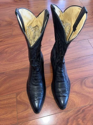 Botas de Vaquero Panhandle Delgadas de Cuero Negro Botas Occidentales Talla 11D LEER Foto 1 de 4