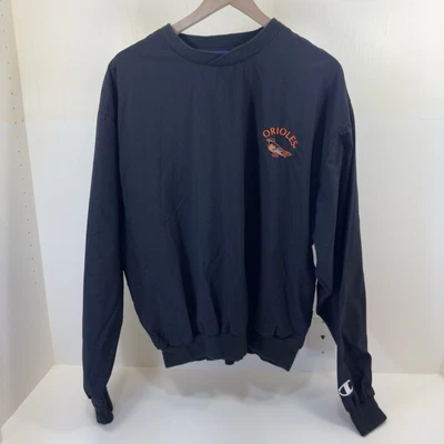 Vintage Baltimore Orioles Champion Nylon Pullover Windbreaker Jacket Pockets L - Image 1 of 4