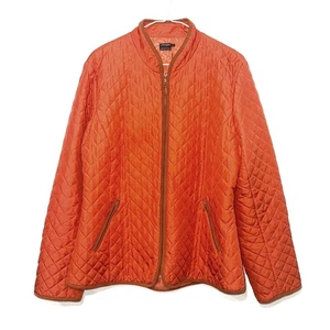 Chaqueta acolchada de seda con ribete de pana J. McLaughlin - Naranja L - Imagen 1 de 5